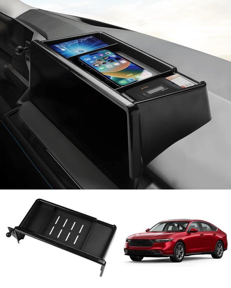 FIILINES Dashboard Tray for Hon-da Accord 2023 2024 (Fit 12.3" Touch Screen), Dash Center Console Organizer Interior Accord Accessories Dashboard Organizer Black - Image 1